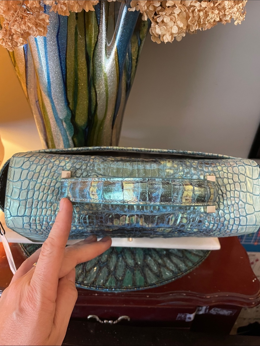 Brahmin Turquoise Sandestin- Danielle genuine leather - Picture 8 of 12